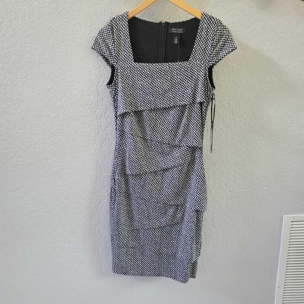 WHBM Women's 4 White House Black Market Instantly Slimming Layered Sheath Dress